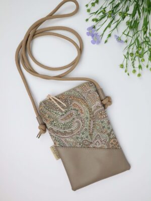 Lorna, Paisley, taupe, Leder, Kunstleder, Tasche, Handytasche, Handy, Umhängetasche