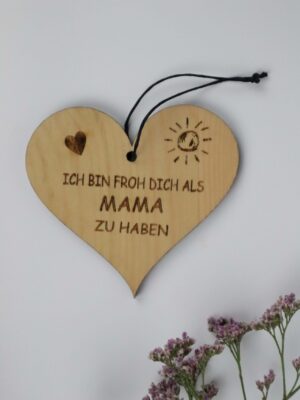Mama, Muttertag, Herz, Holz, Zirbe, Zirbenholz