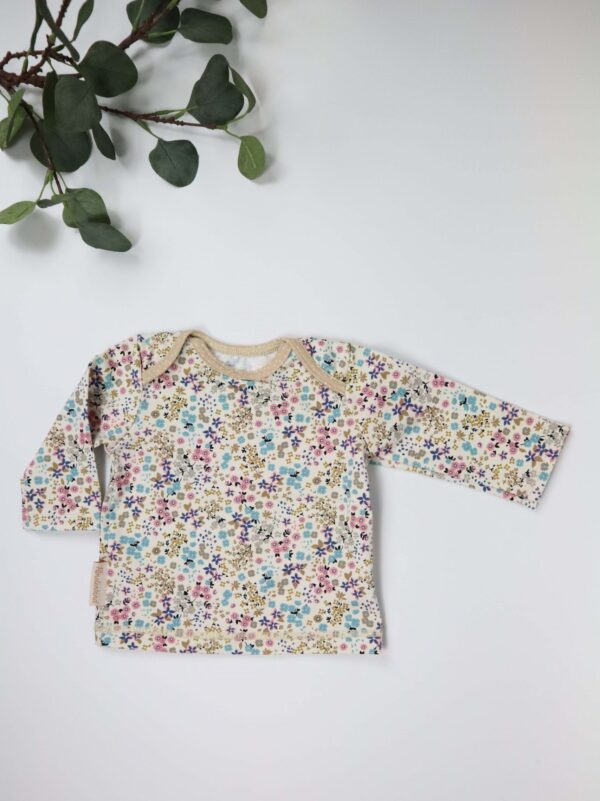 Shirt, Babyshirt, Mädchenshirt, Mädchen, Blume, Blumen, bunt, rosa, beige