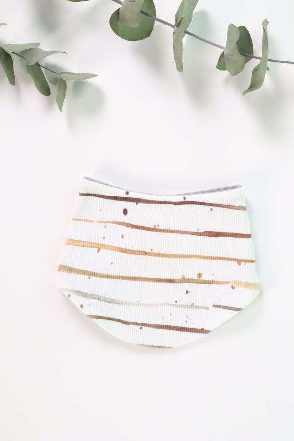 Latzerl, Tuch, Spucktuch, windel, baumwolle, genäht, handmade, handgenäht, handgemacht, spucktuch, latz, babylatz, jungs, kind, baby, streifen, gestreift, cool, modern, junge, boy, jungs, beige, braun, grau, weiß, streifen, punkte,