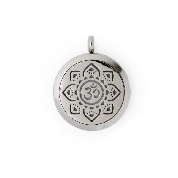 Mandala, OM, Yoga, spirituell, spiritualität, Anhänger, aroma, aromaschmuck, aromatherapie, ätherisches öl, ätherischesöl, duft, edelstahl, essential oil, essentialoil, Halskette, kette, young living, youngliving, silber, duftanhänger, duftschmuck, oillovers, joyofscent, corami