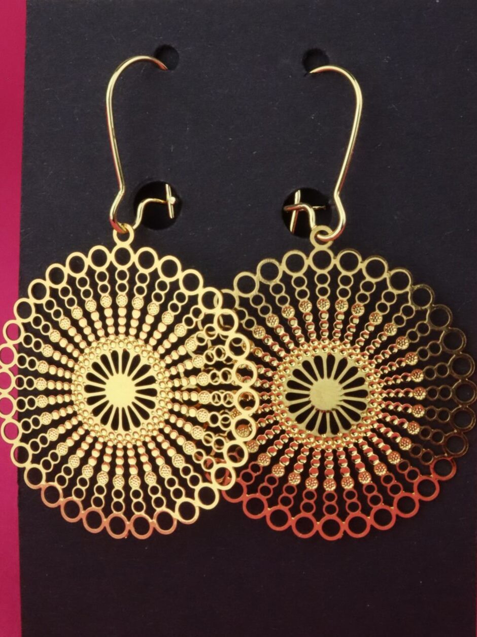 Ohrringe, Ohrhänger, Ohrschmuck, Boho, Bohemian, filigran, Messing, gold