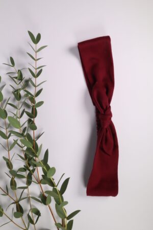 Haarband, Stirnband, schmal, Haare, Haaraccessoires, Accessoires, Frisur, Turban, Masche, Mascherl, Knoten, Knopf, Schleife, Trend, modern, elegant, weirot, dunkelrot, wine, wein, bordeaux