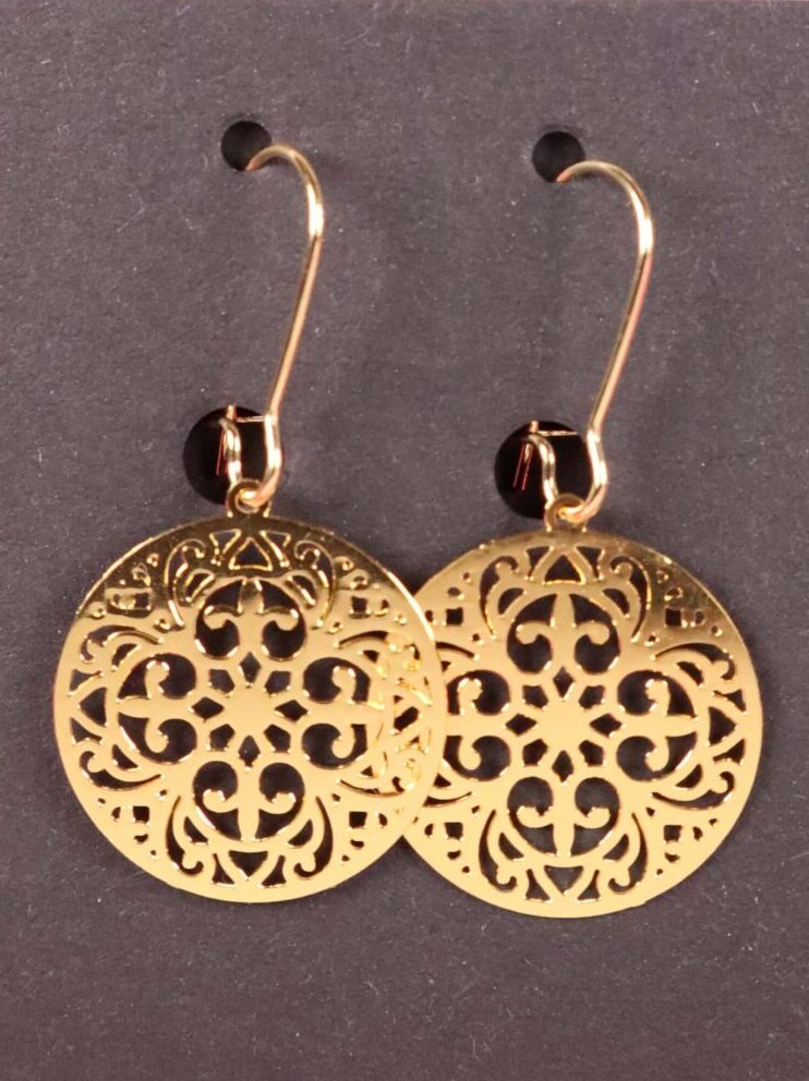 Ohrringe, Ohrhänger, Ohrschmuck, Boho, Bohemian, filigran, Messing, gold