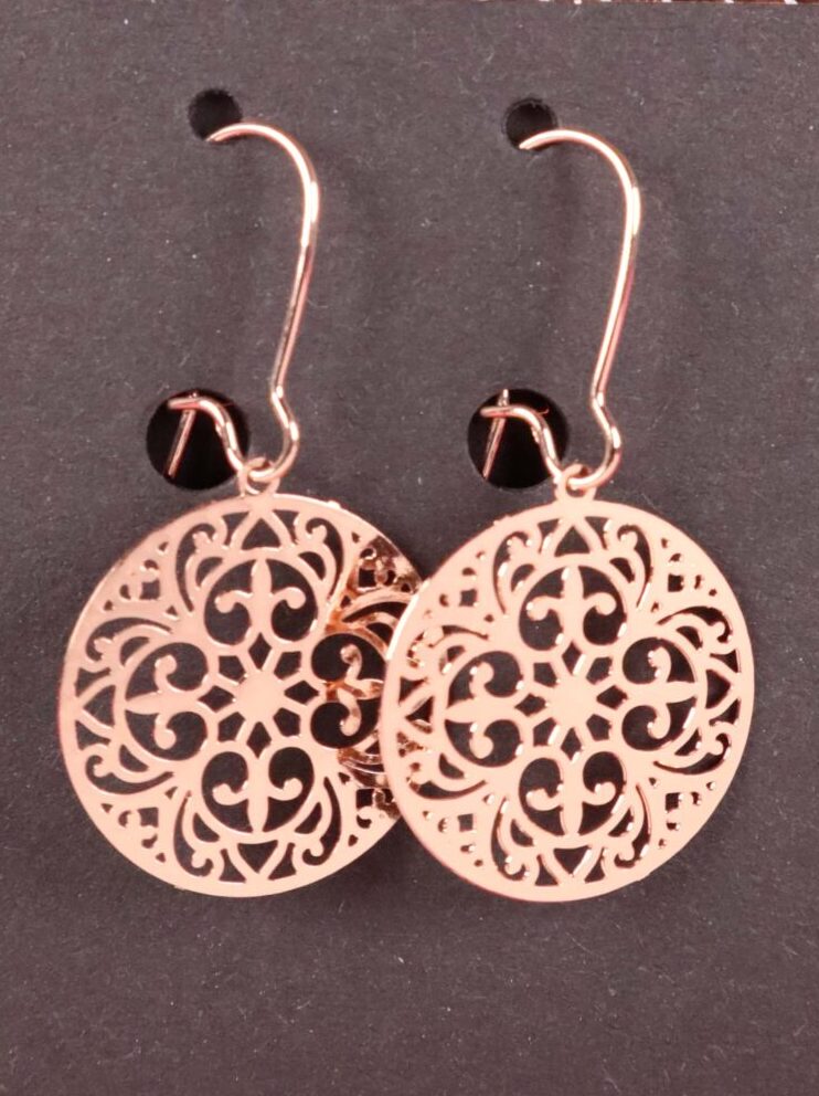 Ohrringe, Ohrhänger, Ohrschmuck, Boho, Bohemian, filigran, Messing, rosegold