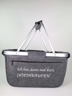 Korb, Filzkorb, Einkaufskorb, einkaufen, shopping, einkaufstasche, filz, tragetasche, körbe, grau, anthrazit, einkaufen, weinkaufen