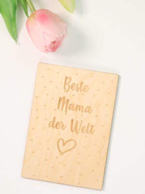 Karte, holzkarte, holz, deko, dekorativ, laser, gelasert, modern, modisch, trend, trenddeko, muttertag, geschenk, besonders, handgemacht, handgefertigt, handmade, danke, mama