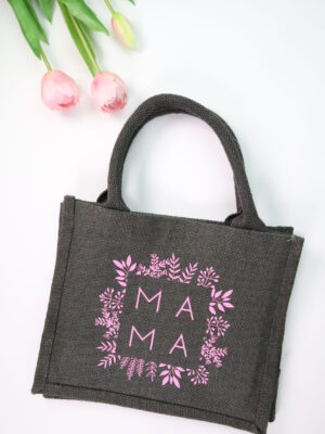 Tasche, Jute, Geschenk, Geschenkstasche, kleinigkeit, rosa, jute, hutetasche, täschchen, rosa, pink, rosarot, blumentasche, modern, trend, nachhaltig, sachen, reintu, rein, ding, tragetasche, einkafustasche, einkaufsbeutel, wochenmarkt, robust, stabil, mama, mutter, mommy and me, partnerlook, Muttertag