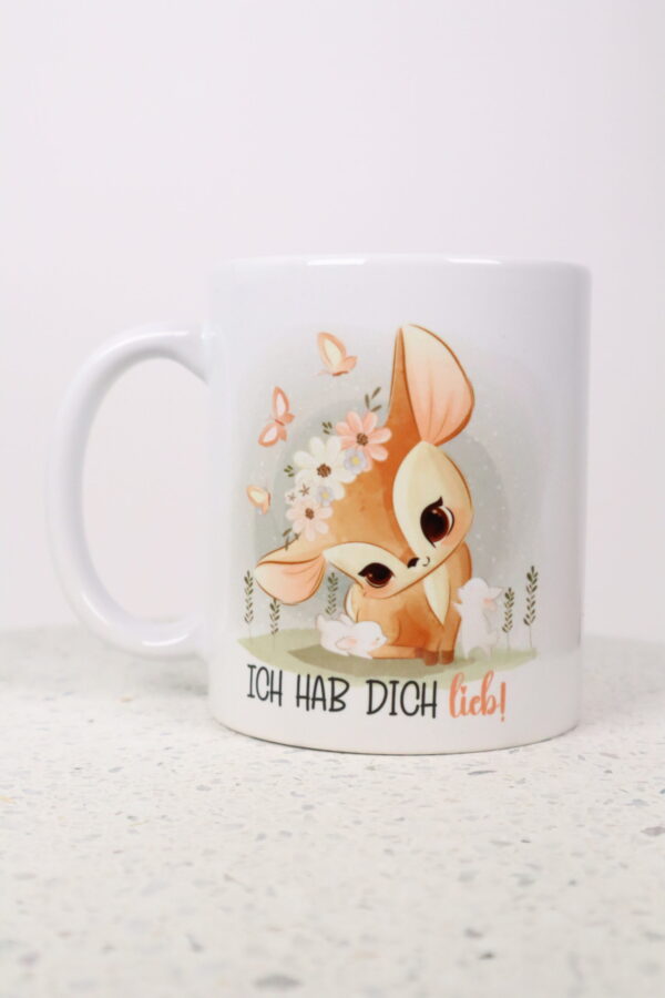 Tasse, kind, kindertasse, kakao, kakaotasse, tee, trinken, baby, geburtstag, lieb, lieblich, motiv, verspielt, getränk, babygeschenk, geburtstag, keramik, keramiktasse, tier, tiere, waldtiere, modern, kids, handgemacht, handgefertigt, handmade, mit. liebe, love, schenken,