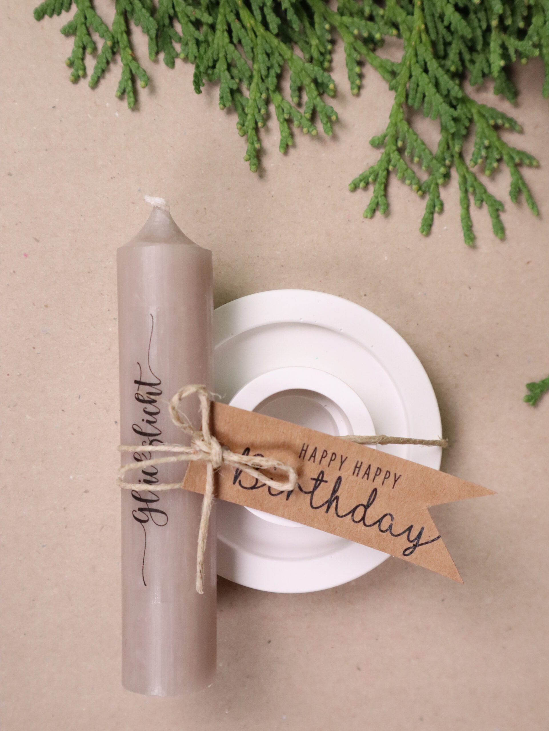 Kerzenständer + Kerze "Glückslicht"