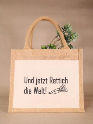 Tasche, jutetasche, kleine, tragetasche, einkaufen, jause, jausentasche, praktisch, jute, natur, baumwolle, nachhaltig, robust, trend, trendig, trendbag, trendtasche, taschentrend, einkaufen, regional, oberösterreich, eferding, linz, wels, plus, city, geschäft, schenken, geschenk, geschenke, frau, freundin, trinken, verpackung, gemüse, rettich, die, welt, rette, vegan, vegetarisch, veganer, vegetarier,