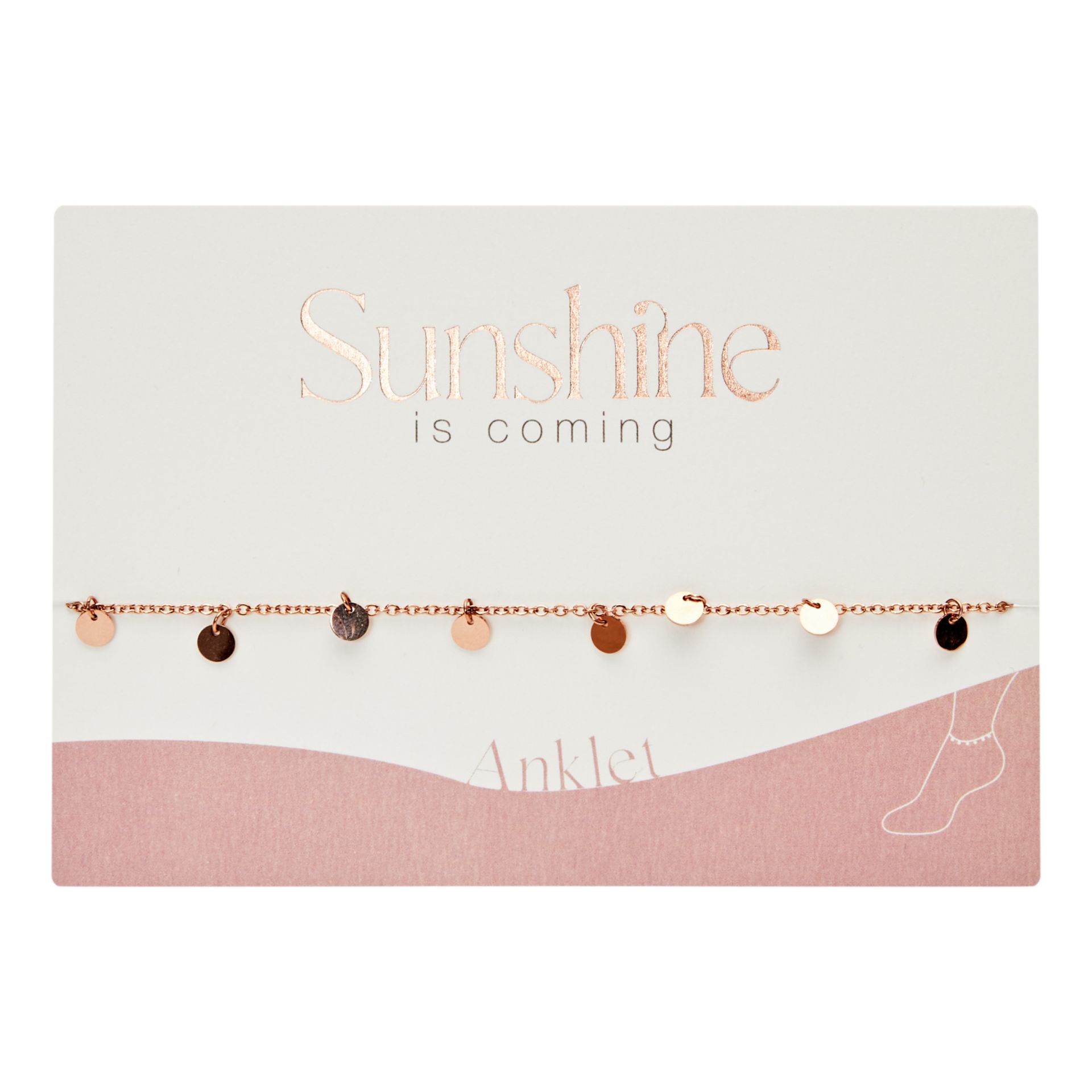 Sunshine, sonne, Sommer, sunshine is coming, Meer, Urlaub, Fußkette, Fußkettchen, Sommer, schmuck, fußschmuck, frau, freundin, beste, bff, kind, geburtstag, schenken, besonders, online, bestellen, preiswert, edelstahl, wasserfest, wasserecht, eferding, einkaufen, oberösterreich, wels, linz, plus, city, firmung, kommunion, erstkommunion, konfirmation, liebevoll, für, dich, schmuck, rosevergoldet, goldplättchen