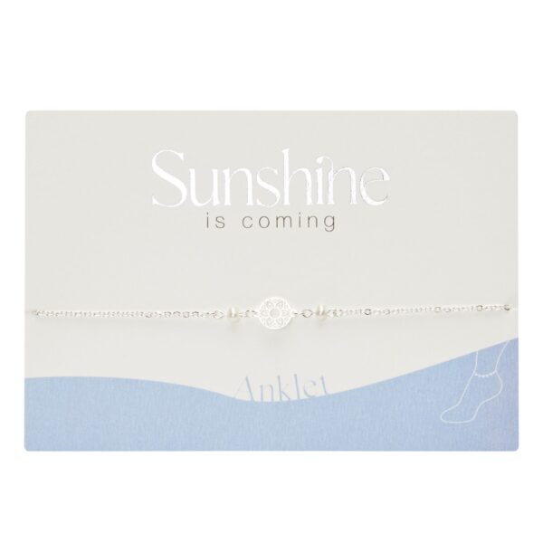 Sunshine, sonne, Sommer, sunshine is coming, Meer, Urlaub, Fußkette, Fußkettchen, Sommer, schmuck, fußschmuck, frau, freundin, beste, bff, kind, geburtstag, schenken, besonders, online, bestellen, preiswert, edelstahl, wasserfest, wasserecht, eferding, einkaufen, oberösterreich, wels, linz, plus, city, firmung, kommunion, erstkommunion, konfirmation, liebevoll, für, dich, schmuck, symbol, süßwasserperle, zuchtperle, mandala, mandala der liebe, liebe, silber, versilbert