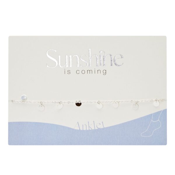 Sunshine, sonne, Sommer, sunshine is coming, Meer, Urlaub, Fußkette, Fußkettchen, Sommer, schmuck, fußschmuck, frau, freundin, beste, bff, kind, geburtstag, schenken, besonders, online, bestellen, preiswert, edelstahl, wasserfest, wasserecht, eferding, einkaufen, oberösterreich, wels, linz, plus, city, firmung, kommunion, erstkommunion, konfirmation, liebevoll, für, dich, schmuck, silber, versilbert, plättchen, silberplättchen
