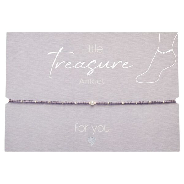 Little Treasure, Fußkette, Fußkettchen, Sommer, schmuck, fußschmuck, frau, freundin, beste, bff, kind, geburtstag, schenken, besonders, online, bestellen, preiswert, edelstahl, wasserfest, wasserecht, eferding, einkaufen, oberösterreich, wels, linz, plus, city, firmung, kommunion, erstkommunion, konfirmation, liebevoll, für, dich, schmuck, energie, energetisch, energieschmuck, mijuki perlen, perlen, süßwasserperlen, lila